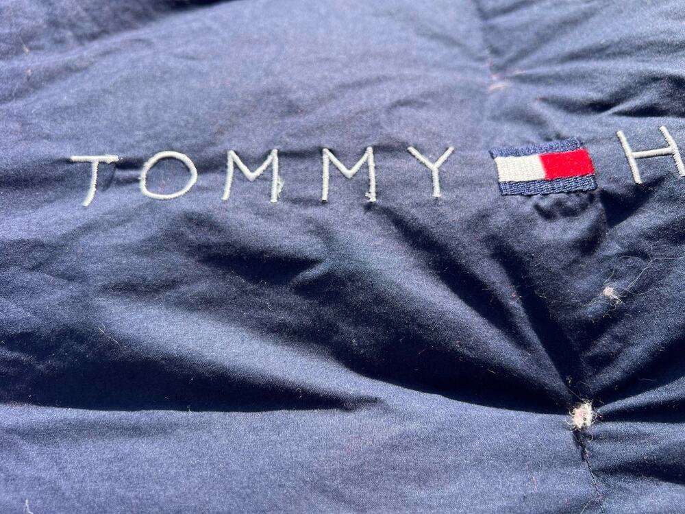 Vintage Tommy Hilfiger Red Blue Pattern REVERSIBLE Down Comforter Size Full